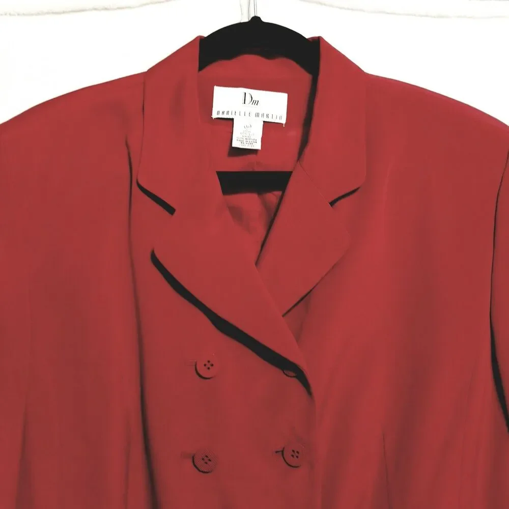 Danielle Martin 16 Blazer Red Silk Double Breasted Vintage Career Office Classic